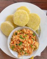 Cooked Yam and eggs surce