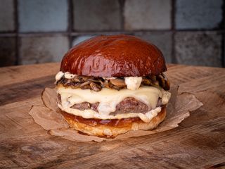 Mushroom truffle cheeseburger