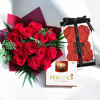 Dragoste Perfectă: 13 Trandafiri, Ursuleț și Bomboane Merci