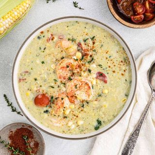 Corn Soup with Shrimps