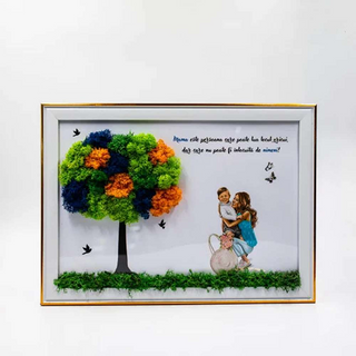 Tablou cu licheni MAMA de baiat- 20x30