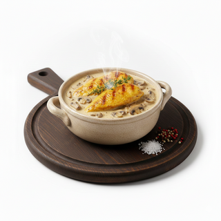 Petto di pollo con panna e funghi