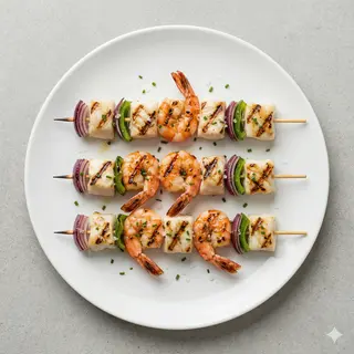 Brochetas De Rape Y Gambón