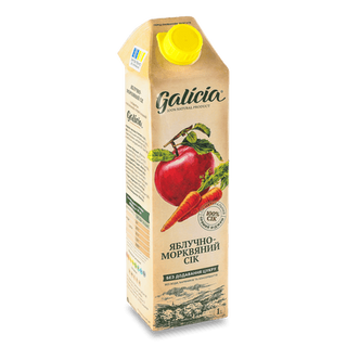 Сік Galicia яблучно-морквяний прямого віджиму (1л)