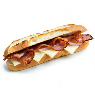Bocadillo De Bacon, Queso Y Salchicha