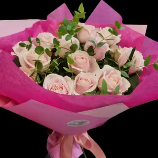 Buchet 21 trandafiri roz pal 
