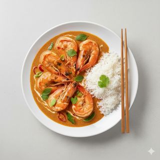 Krewetki królewskie w zielonym curry (6 szt.) 400g