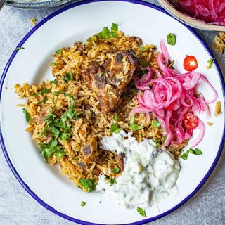 Mutton Pilau with Raita + Salad