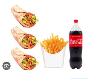3 Durum's + 1 ración de patatas + refresco (1 lt.)