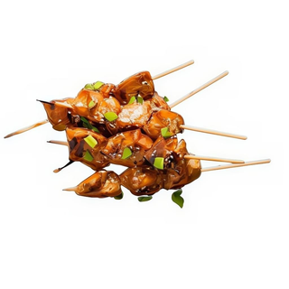 Brochetas de pollo teriyaki sobre arroz ( 5 uds.)