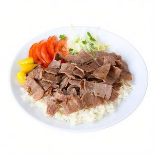 Plato Kebab Con Arroz Con Bebida