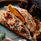 ბლინები ორაგულით და კრემ-ყველით/Pancakes with salmon and cream cheese