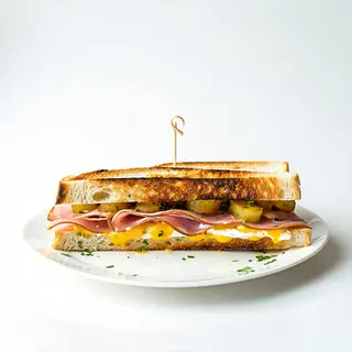 Bocadillo De Tortilla De Patatas Y Jamón Cocido Pan Sándwich