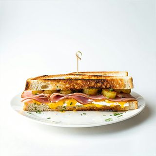 Bocadillo De Tortilla De Patatas Y Jamón Cocido Pan Sándwich