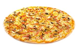 Пицца «Ветчина и грибы» (30 см) на тонком тесте