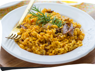 Arroz de secreto y setas 