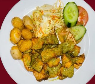 Tacos de pescado con mojo verde