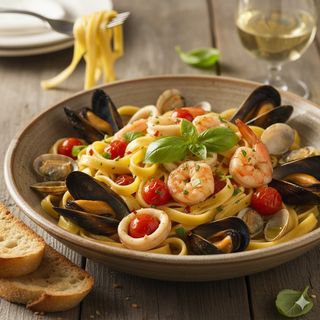 Tagliatelle della nonna fatte in casa ai frutti di mare