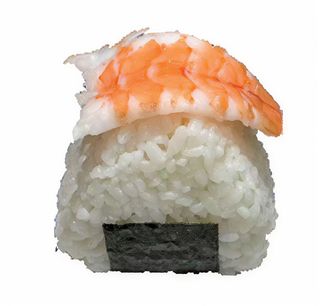44A.Onigiri De Langostinos Cocidos Con Aguacate Y Tobiko (1 Pza.)