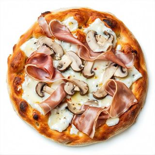 Bianca con prosciutto cotto e funghi