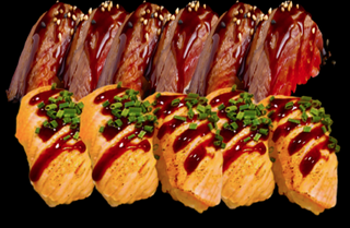 Nigiri De Salmón Y Atún Flameado (10 Pzs.)