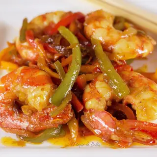 E8. Langostinos a la plancha con salsa china