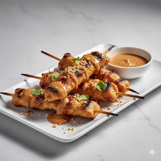 Spiedini di pollo con salsa di arachidi