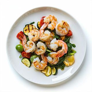 Gamberoni con verdure alla piastra