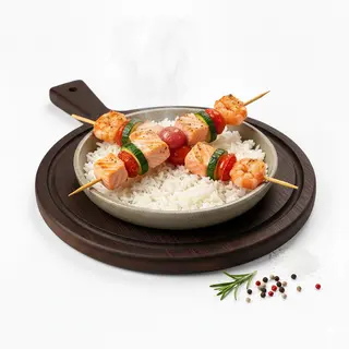 Spiedini di Gamberi e Salmone