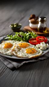 3 svježa pržena jaja sa prilogom