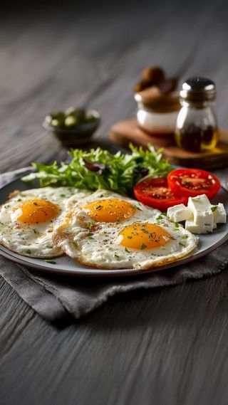 3 svježa pržena jaja sa prilogom