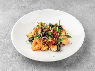 ТОСКАНСЬКИЙ САЛАТ З ТОМАТАМИ ТА КРЕВЕТКАМИ (250g)