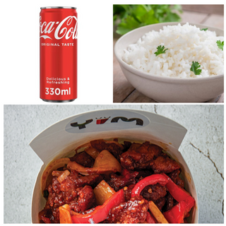 Телешко Блек Пепър (450г) + Бял ориз (150г) + Coca-Cola (330мл)