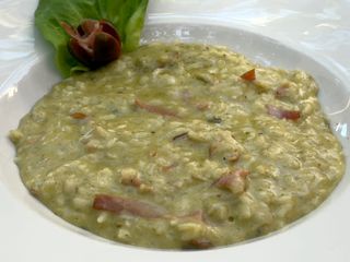Risotto Speck Y Crema De Alcachofas