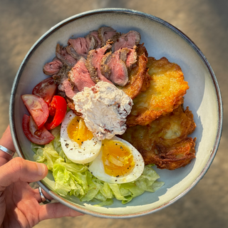 Draniki with roast beef