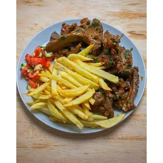 Goat meat + chips