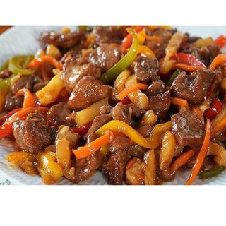 Wok ternera con piña