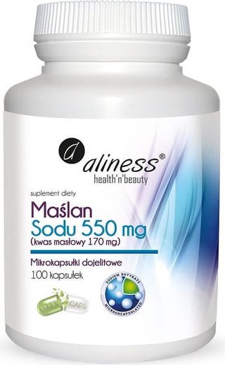 Maślan sodu kwas masłowy 550mg 100 kapsułek Aliness