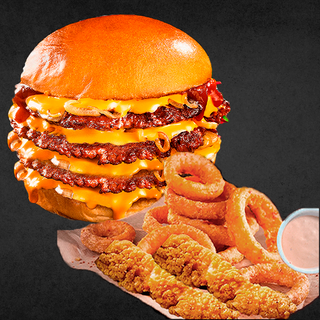 Smash Burguer 3x + Onion rings e Mozzarela sticks