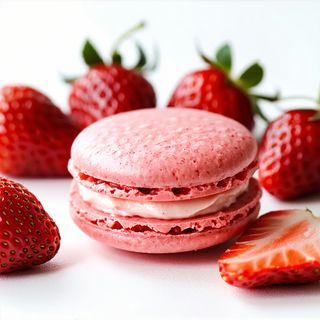 Macarons cu ganache de ciocolata cu capsuni