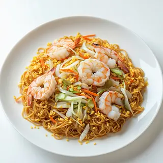 Spaghete din orez cu fructe de mare