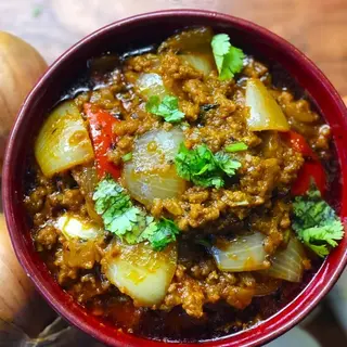 Lamb dopiaza + arroz basmati 