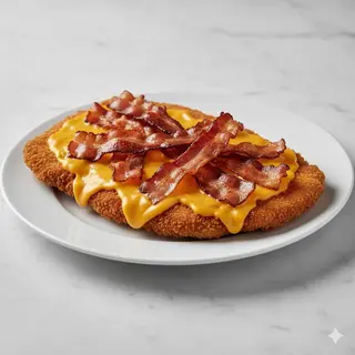Milanesa XS con bacon y salsa cheddar