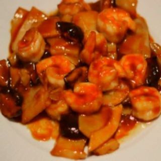 Gambas con Bambú y Setas