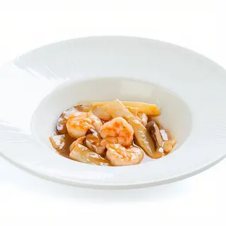 197. Gamberi con funghi e bambù