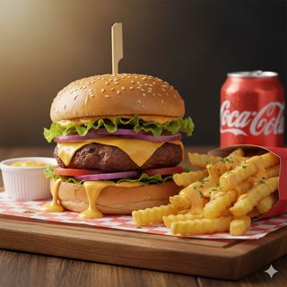 Комбо Чийзбургер (2бр) с чедър картофки (2бр)