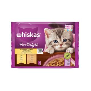 Comida Húmeda Para Gatos Junior Aves Gelatina Whiskas 4X85G 