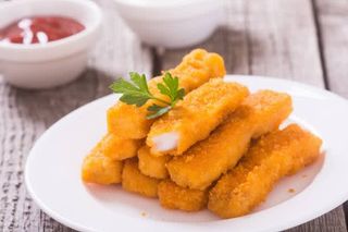 Golden fried fish fingers