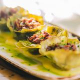 Flores De Alcachofa, Viruta De Jamón Y Parmentier De Patata (2Uds.)