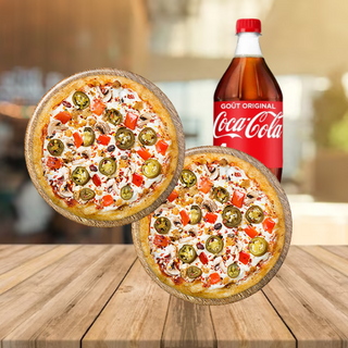 DEUX PIZZAS au choix + 1L de Coca-Cola